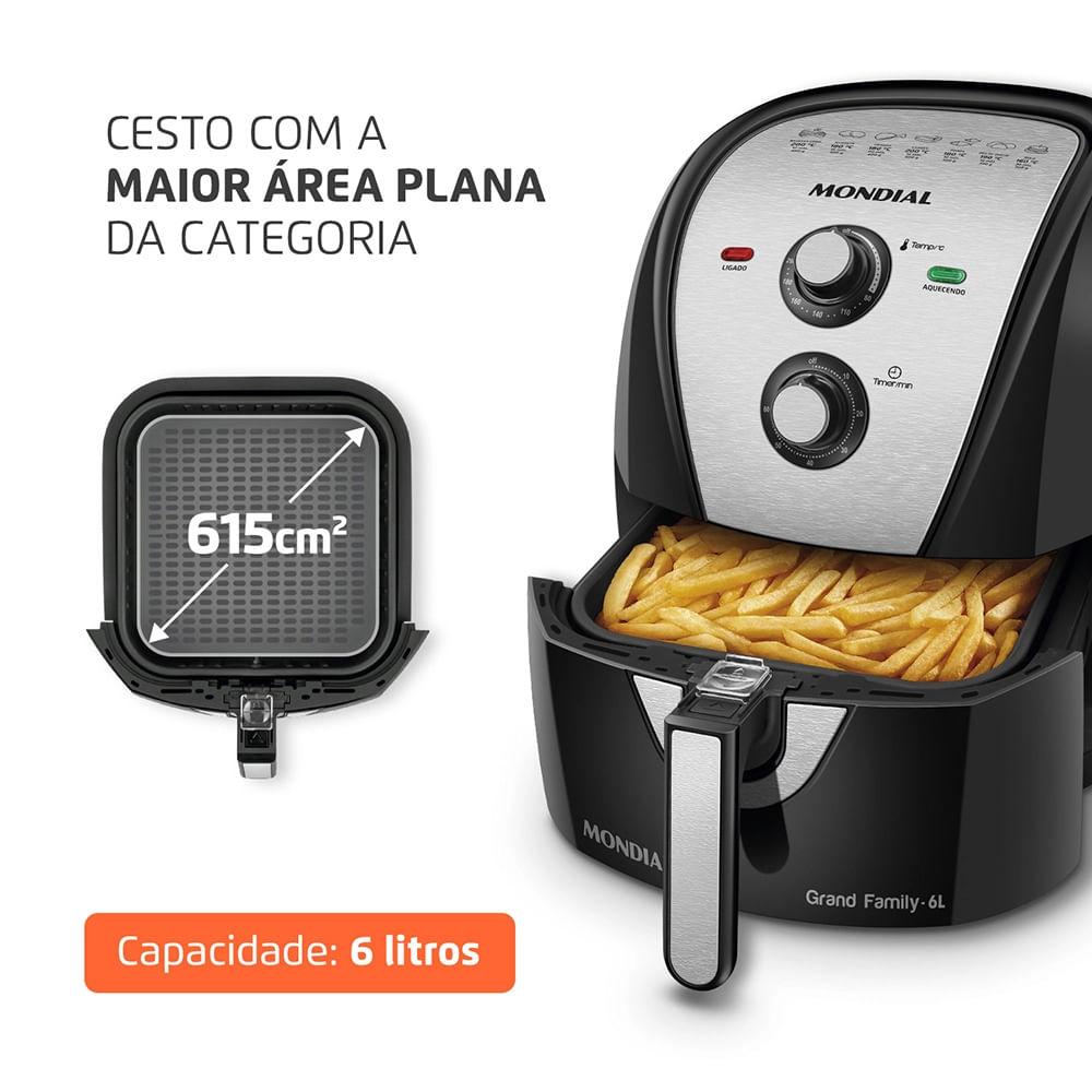 Fritadeira Elétrica Air Fryer Mondial Pratic AFN-60-BI 6L Preta/Inox - 220V - 2