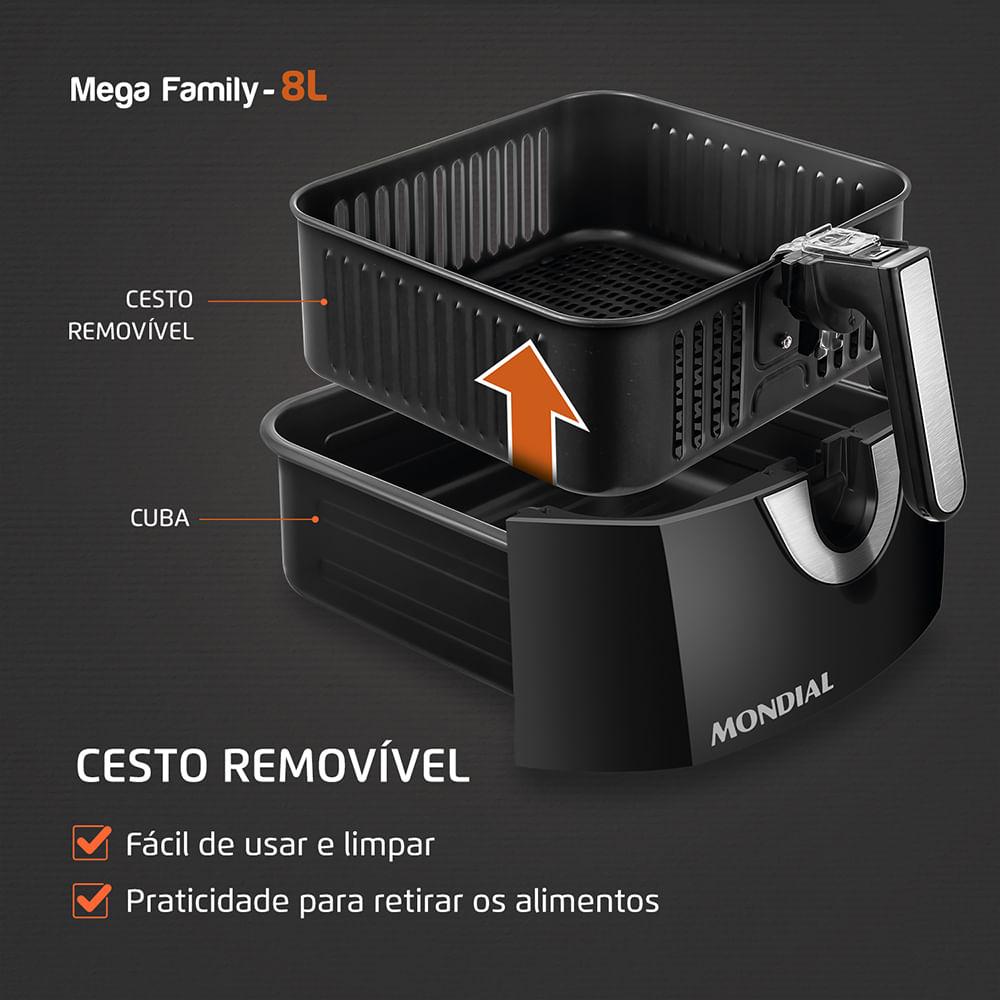 Fritadeira Elétrica Air Fryer Mondial AFN-80-BI 8L Preta - 220V - 6