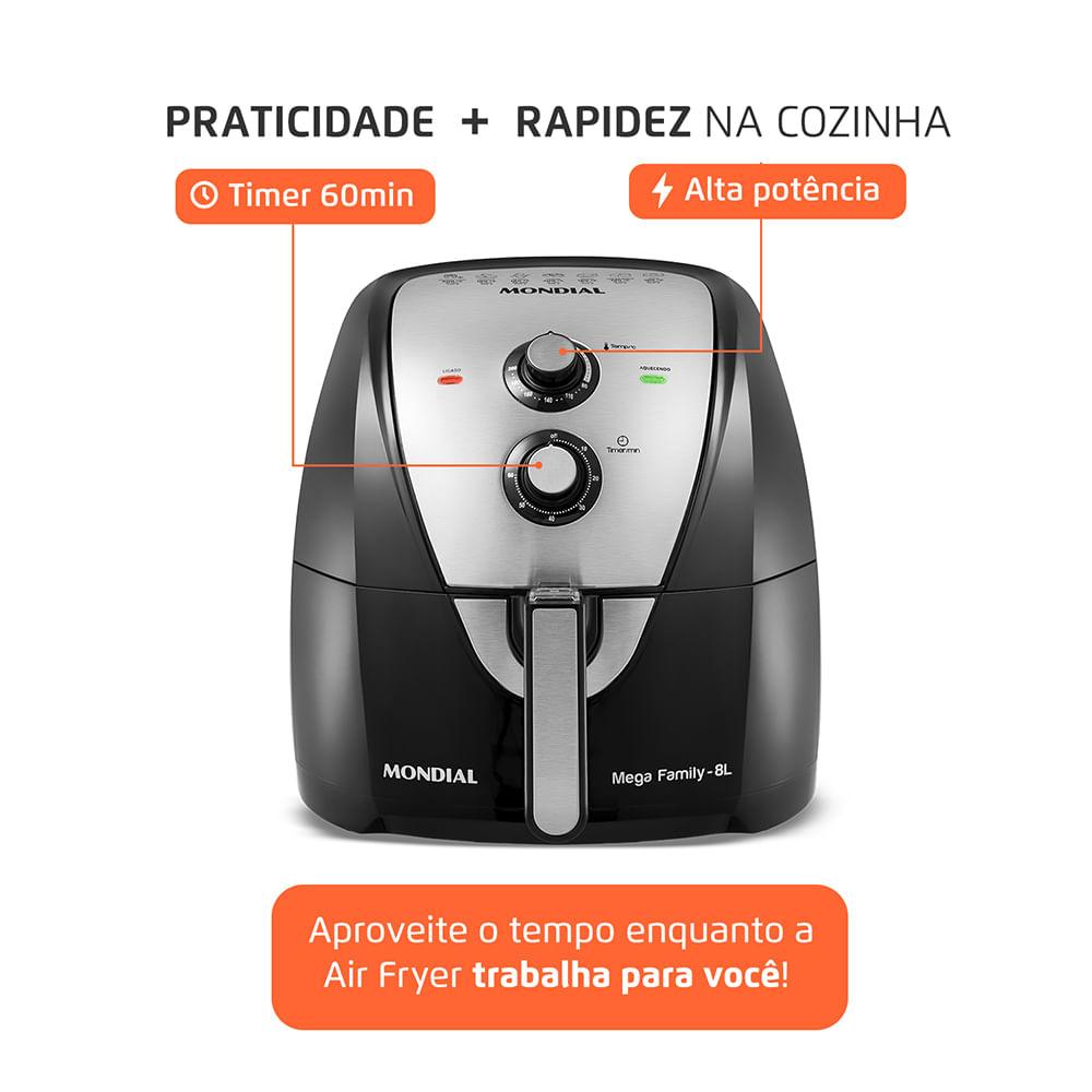 Fritadeira Elétrica Air Fryer Mondial AFN-80-BI 8L Preta - 220V - 9