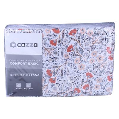 Jogo de Cama Queen Cazza Microfibra Floral Duplo 4 Peças - Item Sortido