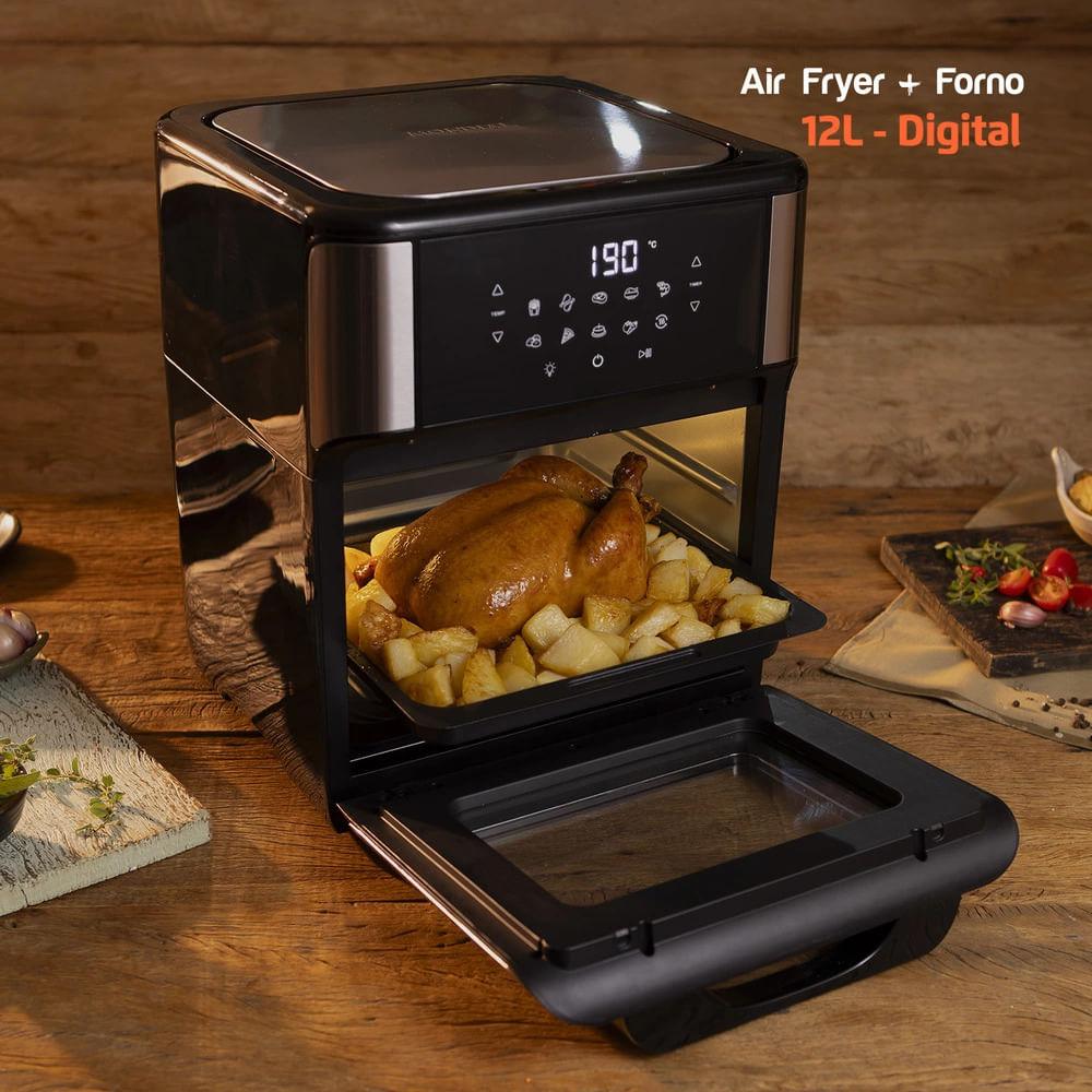 Fritadeira Elétrica Air Fryer Mondial Forno Oven AFON-12L-BI-BC 12L Preta/Inox - 220V - 10