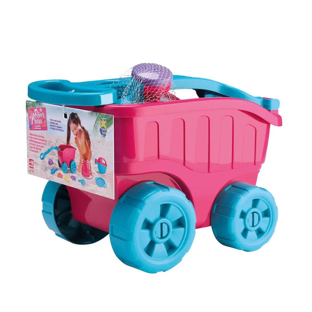 Carro de Praia Divertoys com Acessórios Rosa - 1