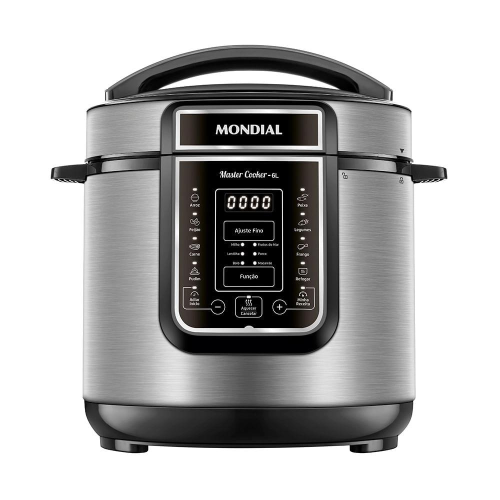 Panela de Pressão Elétrica Digital Mondial Master Cooker PE-60-6L-I Preta/Inox - 220V - 1