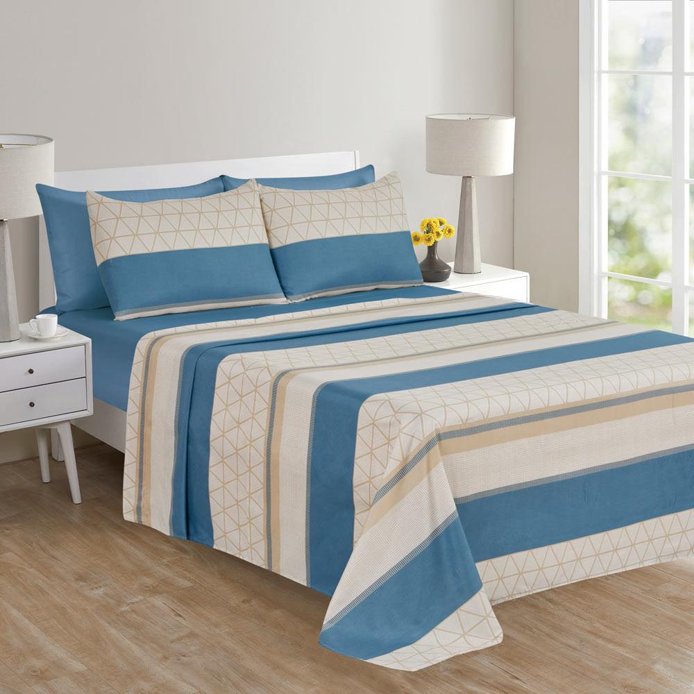 Jogo de Cama Casal Cazza Ivory Geo em Microfibra Estampado 4 Peças - Item Sortido - 1
