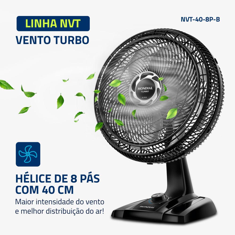 Ventilador de Mesa Mondial Turbo 8 Pás NVT-40-8P-B - 40cm 127V - 1