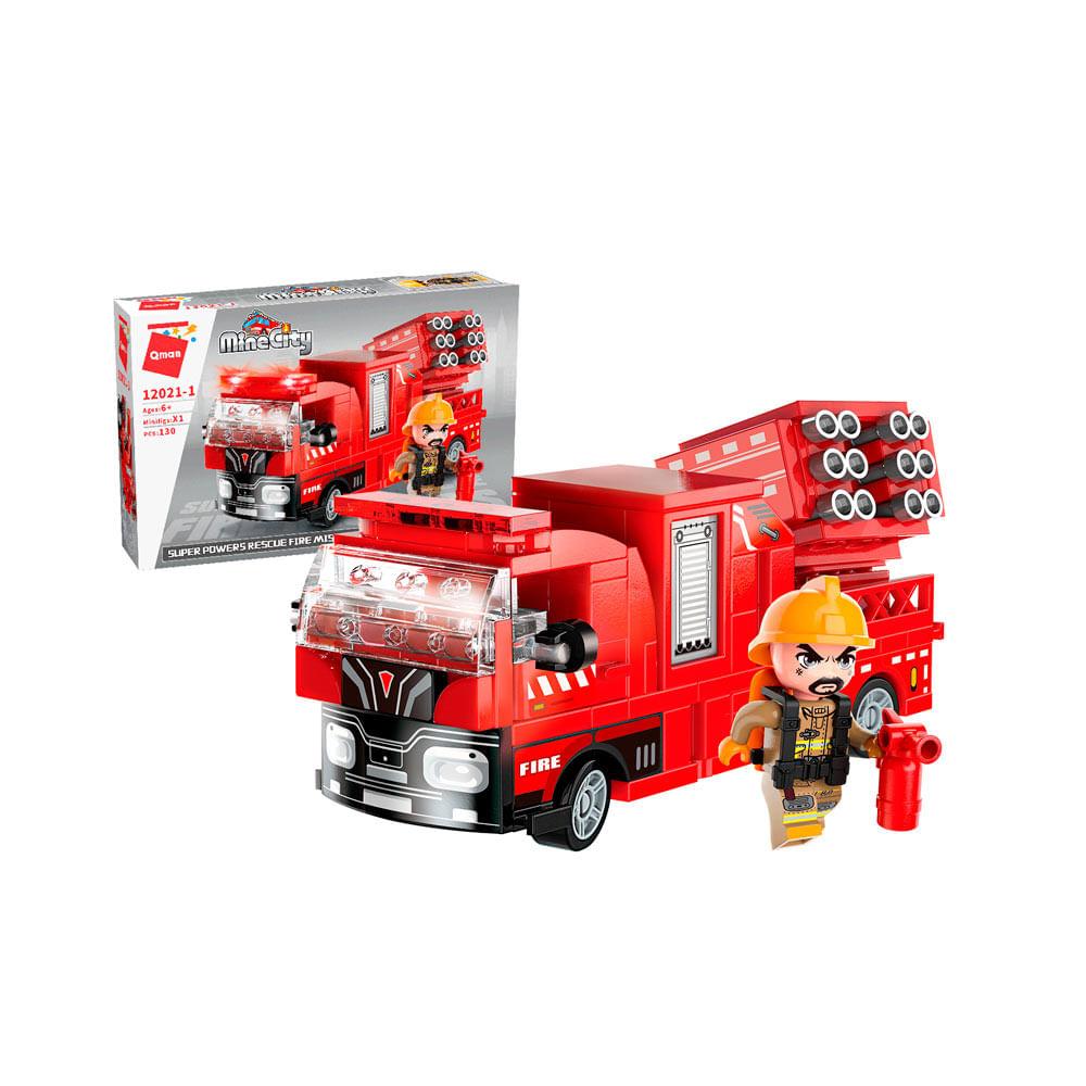 Bloco de Montar Set Bombeiro em Ação Mine City 12021 Qman - 1