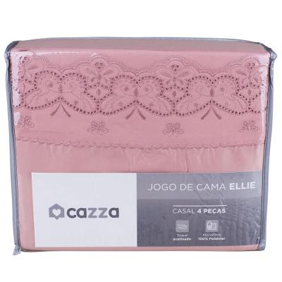 Jogo de Cama Casal Cazza Ellie Microfibra Rosé 4 Peças