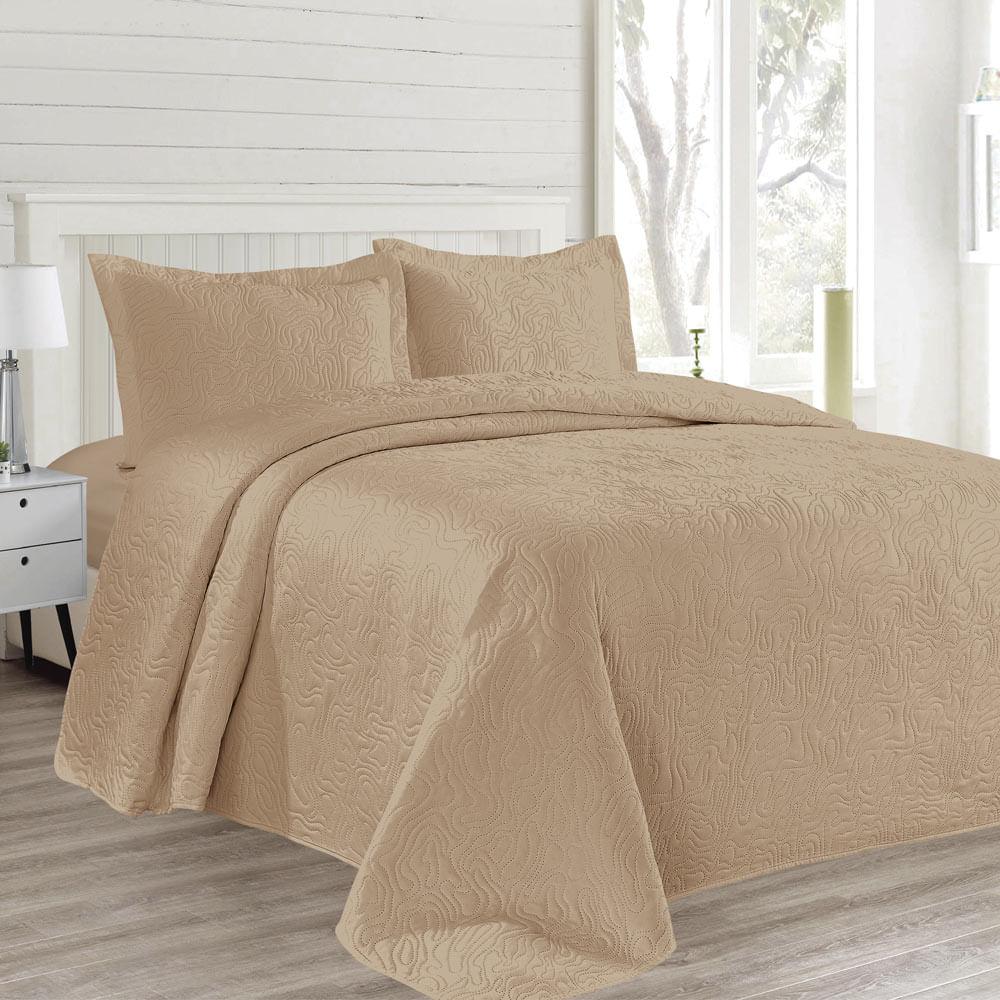 Kit Colcha Casal Boutis Mf Cazza Organic com 3 Peças Bege 210x230cm - 1