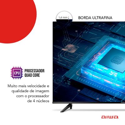 Smart TV 32" Aiwa AWS-TV-32-BL-02-A Borda Ultrafina Dolby Áudio Android - Bivolt