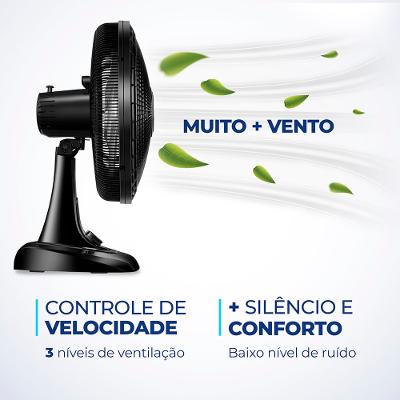 Ventilador de Mesa Mondial 6 Pás Super Power Preto VSP-40-B - 40cm 220V
