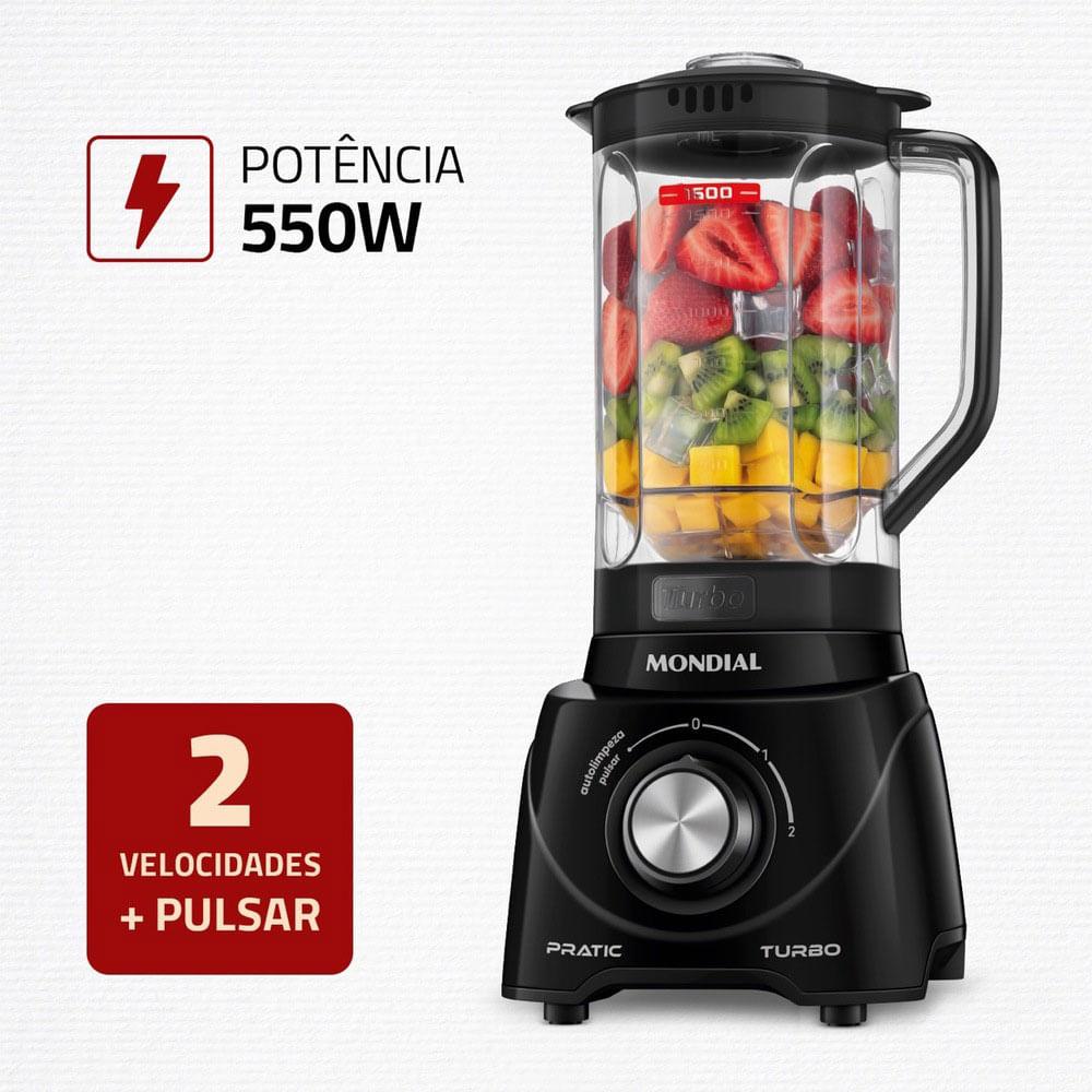 Liquidificador Mondial Pratic Turbo L98B Preto 220V - 2
