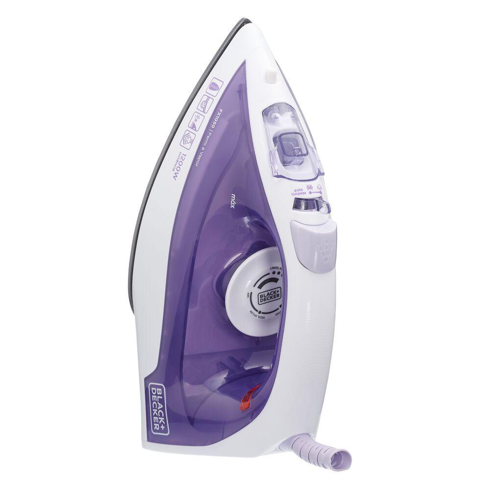 Ferro de Passar a Vapor Spray 1200W Black & Decker FX1050 com Base Antiaderente Roxo e Branco 127V - 3