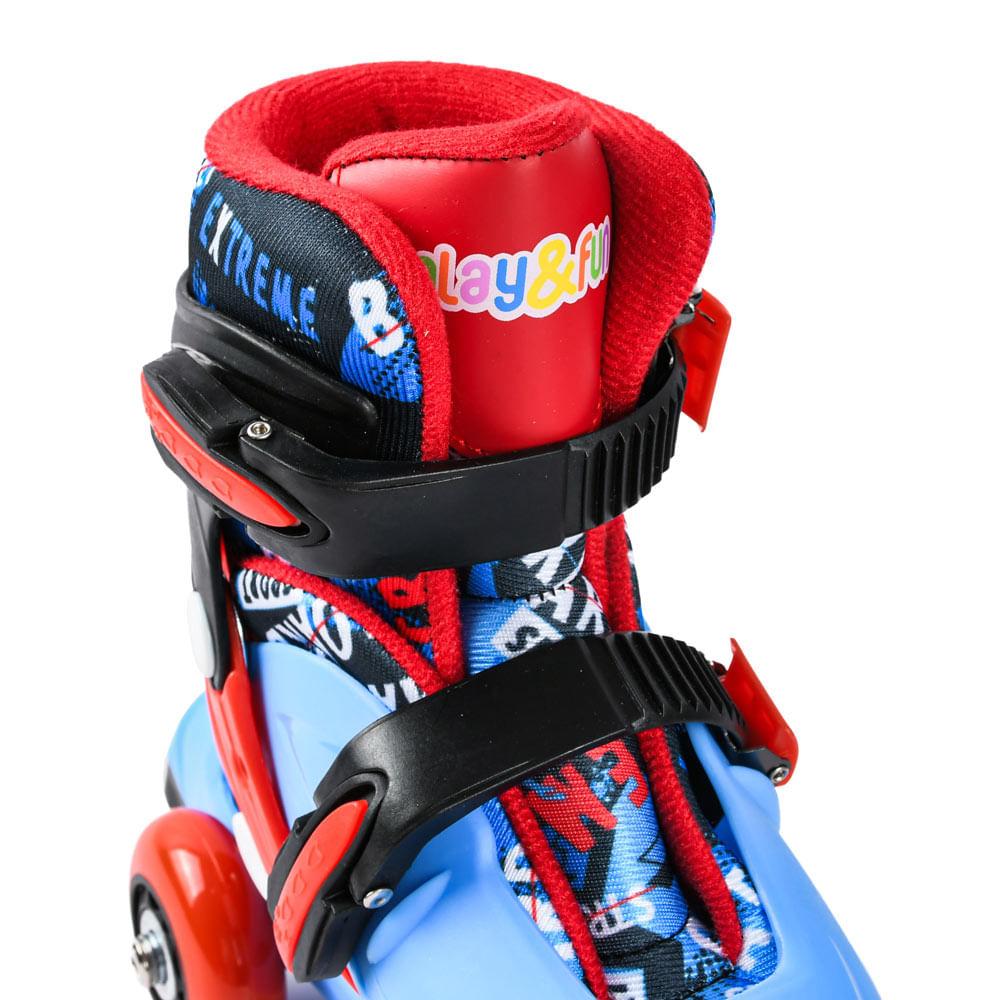 Patins Extreme Tamanho 28 a 31 Play & Fun Azul com Vermelho CV255277 - 4