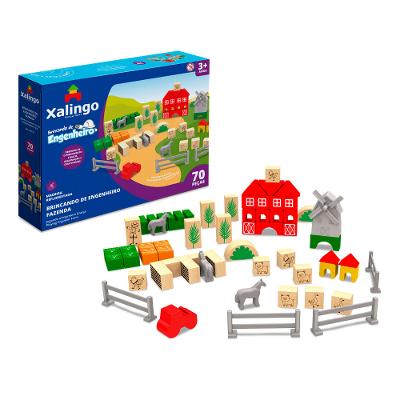Blocos de Montar Brincando de Engenheiro Fazenda Xalingo 70 Peças