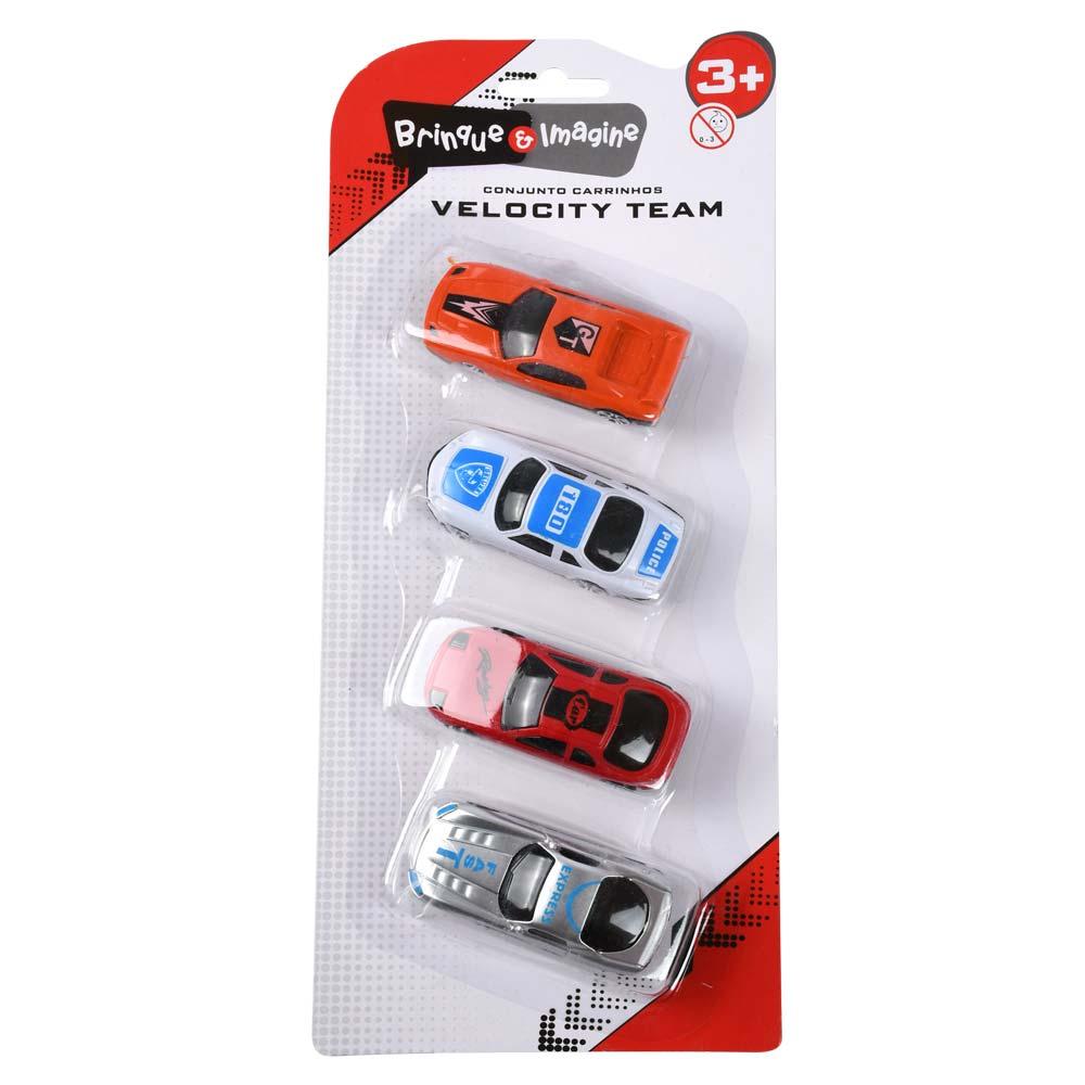 Kit 4 Carros Velocity Team CV255281 Playfun - 1