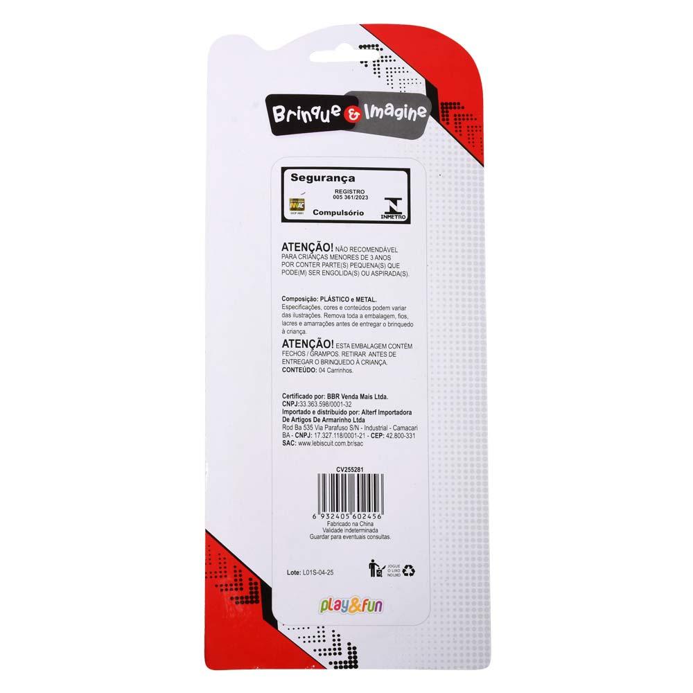 Kit 4 Carros Velocity Team CV255281 Playfun - 2