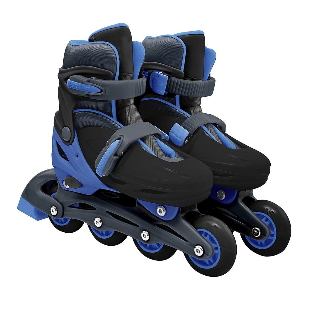 Patins In Line Le Preto e Azul Ajustável com Mochila 32 a 35 - 1