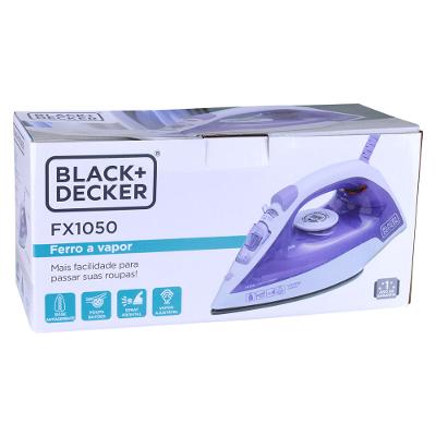 Ferro de Passar Vapor Spray 1200W Black & Decker FX1050 com Base Antiaderente Roxo e Branco 220V