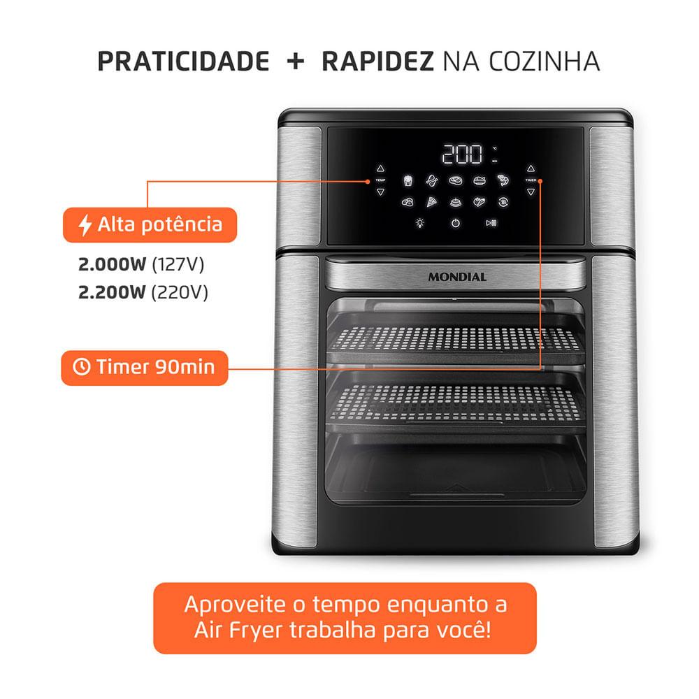 Fritadeira Air Fryer Forno Oven 12L 220V - Mondial - 4