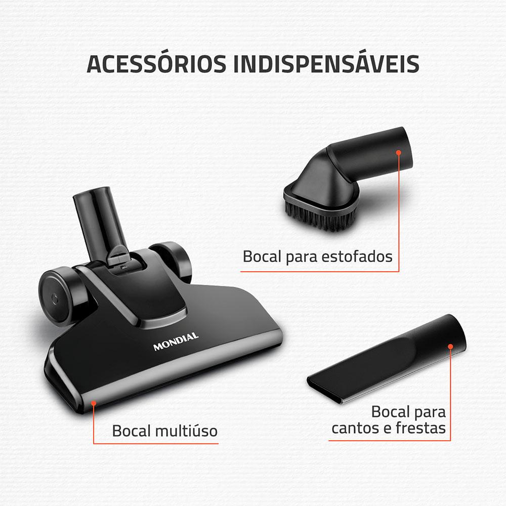 Aspirador de Pó Vertical Mondial Turbo Cycle 1100W AP-35 Preto e Laranja 220V - 6