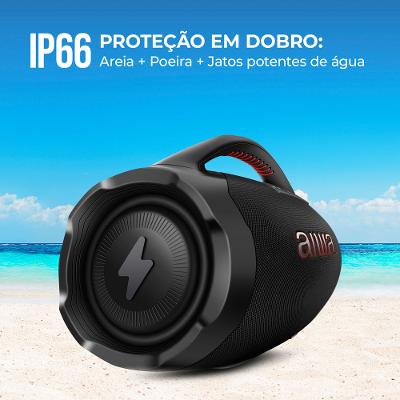 Caixa de Som Boombox Plus AIWA BBS-01-B 200W Bluetooth 30H IP66 USB Preto