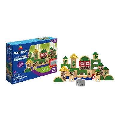 Blocos de Montar Brincando de Engenheiro Selva Xalingo 70 Peças