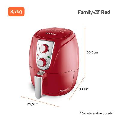 Fritadeira Sem Óleo Air Fryer 3,2L Mondial Vermelho e Inox 1500W  AF-34-R 220V