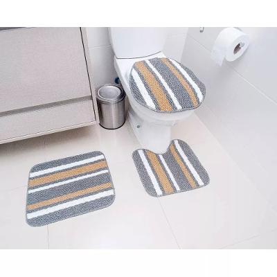 Jogo de Tapetes para Banheiro Tapetes Junior Onix Pop em Polipropileno Cinza 3 Peças