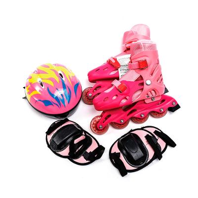 Kit de Patins Le com Capacete e Protetor Rosa Tamanho 39 a 42