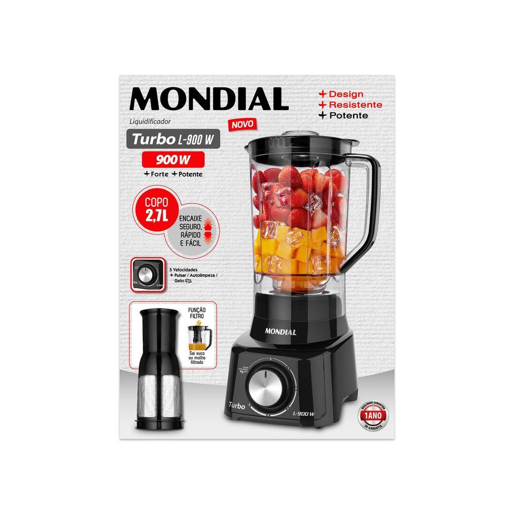 Liquidificador Mondial Turbo Full Black L-900-FB Preto - 127V - 5