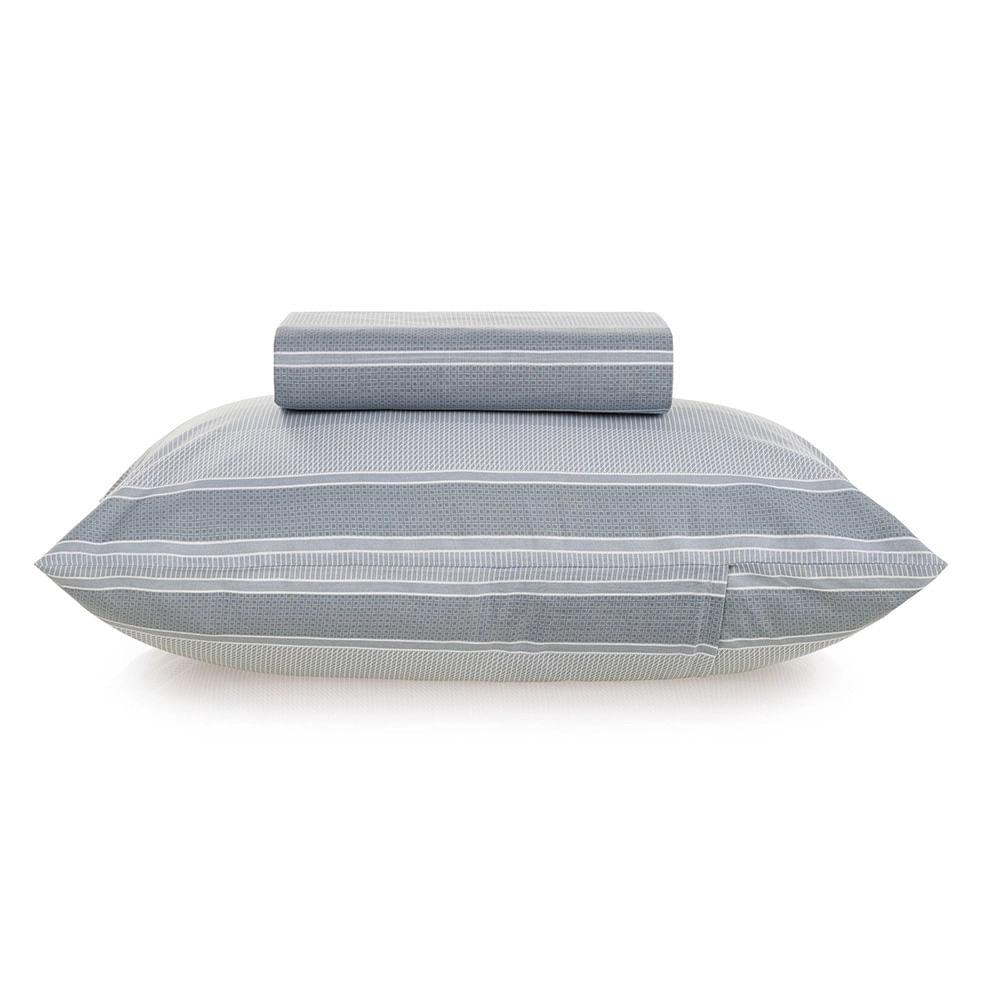 Jogo de Cama Solteiro Karsten Lufe 100% Algodão Azul 2 Peças - 5