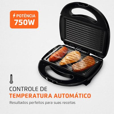 Grill e Sanduicheira Mondial Fast Grill S12 Preta - 750W 220V