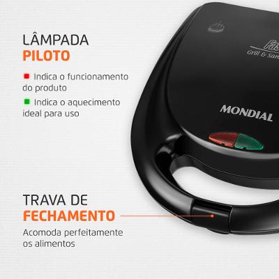 Grill e Sanduicheira Mondial Fast Grill S12 Preta - 750W 220V