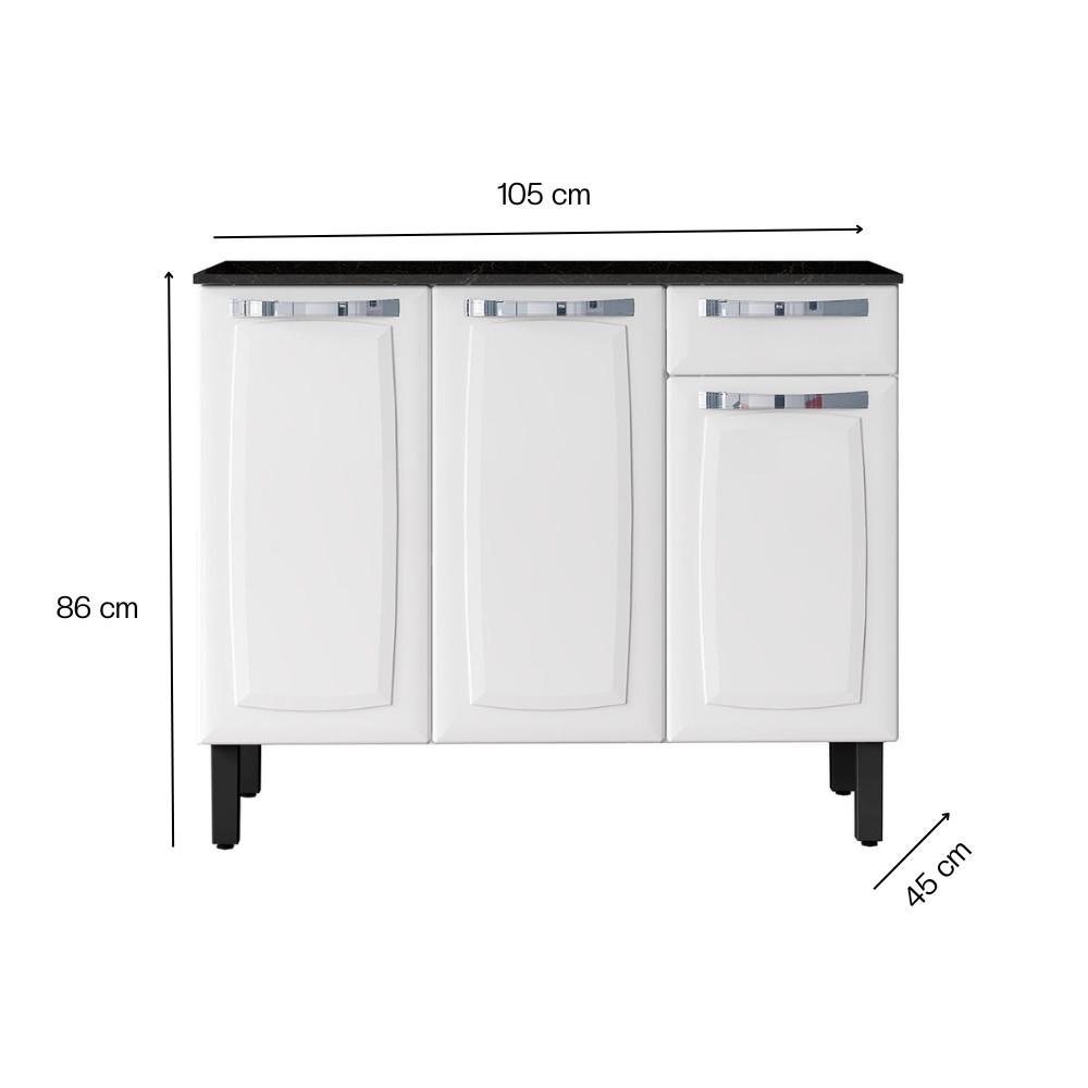 Balcão Itatiaia Rose 3 Portas 1 Gaveta Com Tampo - 5