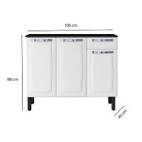 Balcão Itatiaia Rose 3 Portas 1 Gaveta Com Tampo - 5