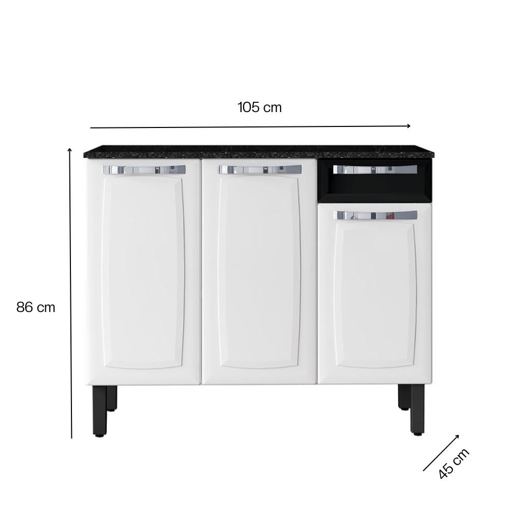 Balcão Itatiaia Rose 3 Portas 1 Gaveta Com Tampo - 6