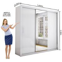 Guarda Roupa Isabela Casal 3 Portas de Correr Com Espelho Luxo Carioca Móveis - 3
