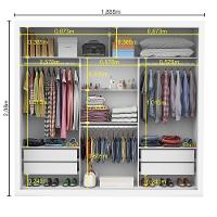 Guarda Roupa Isabela Casal 3 Portas de Correr Com Espelho Luxo Carioca Móveis