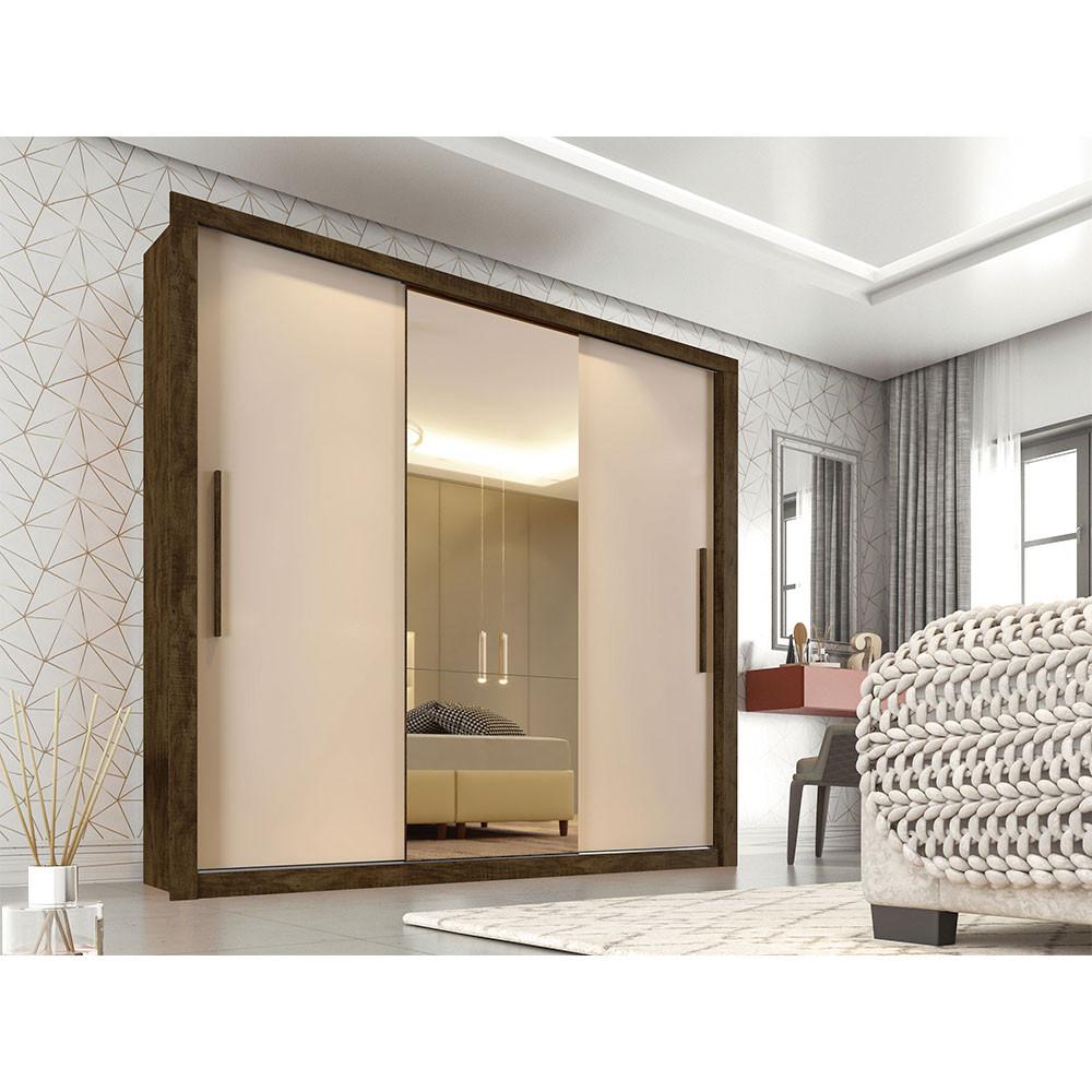 Guarda Roupa Casal Costa Rica 3 Portas com Espelho Central e 4 Gavetas Sallêto Móveis - 2