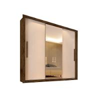 Guarda Roupa Casal Costa Rica 3 Portas com Espelho Central e 4 Gavetas Sallêto Móveis - 1