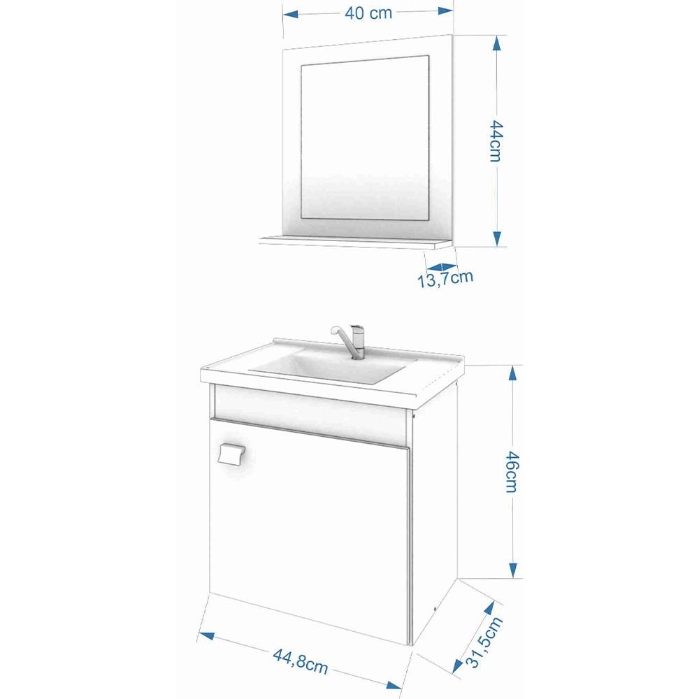 Armário Suspenso Para Banheiro Iris Com Espelheira MGM - 3
