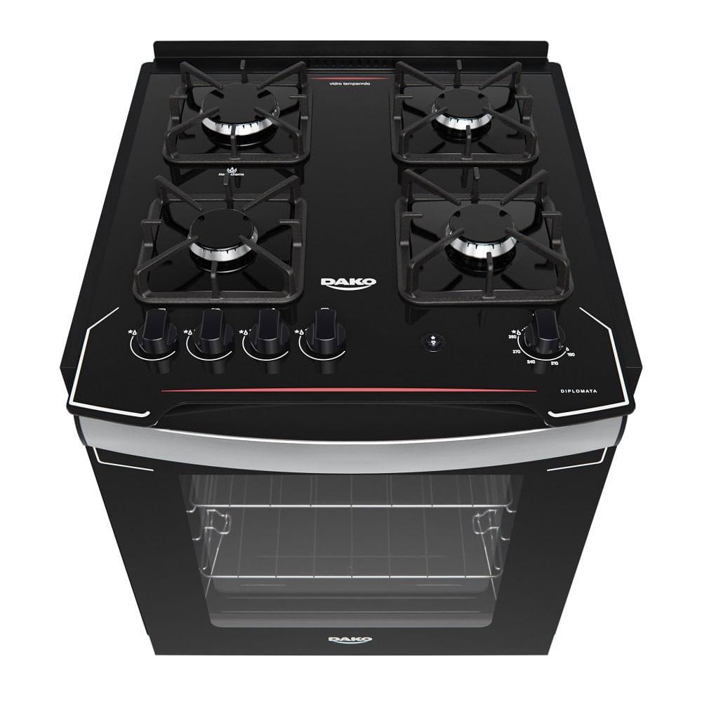 Fogão de Embutir Diplomata 4 Bocas com Mesa de Vidro Dako - 3