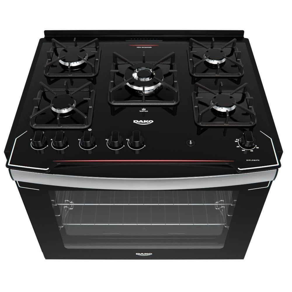 Fogão de Embutir Diplomata 5 Bocas com Mesa de Vidro Dako - 4