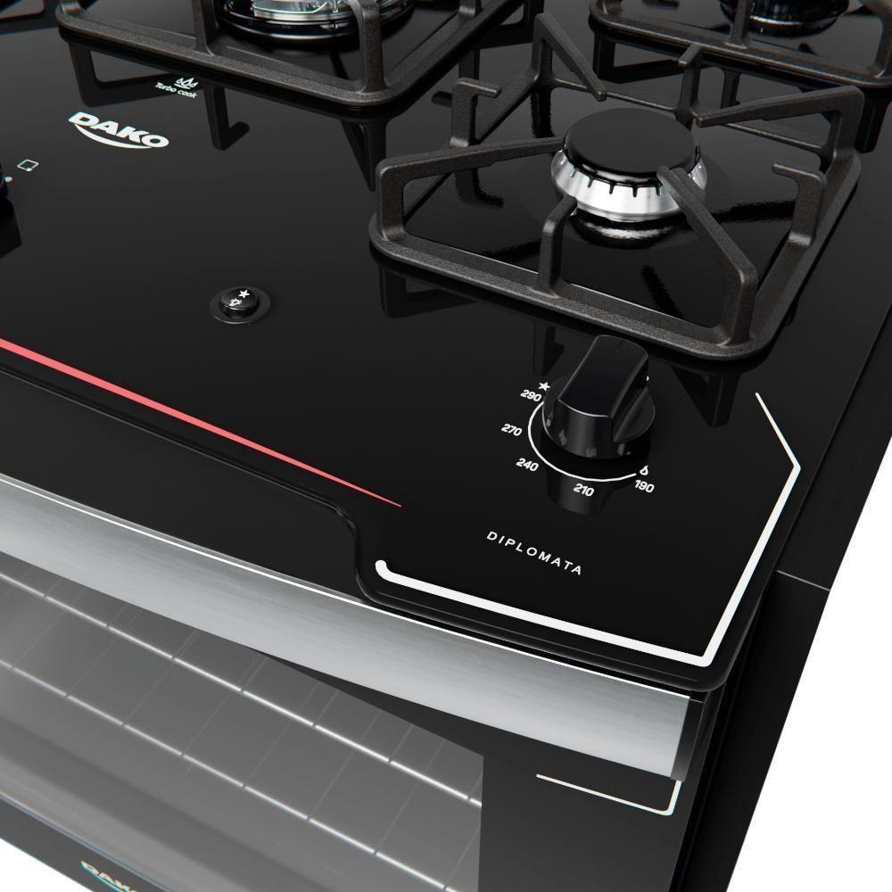 Fogão de Embutir Diplomata 5 Bocas com Mesa de Vidro Dako - 7