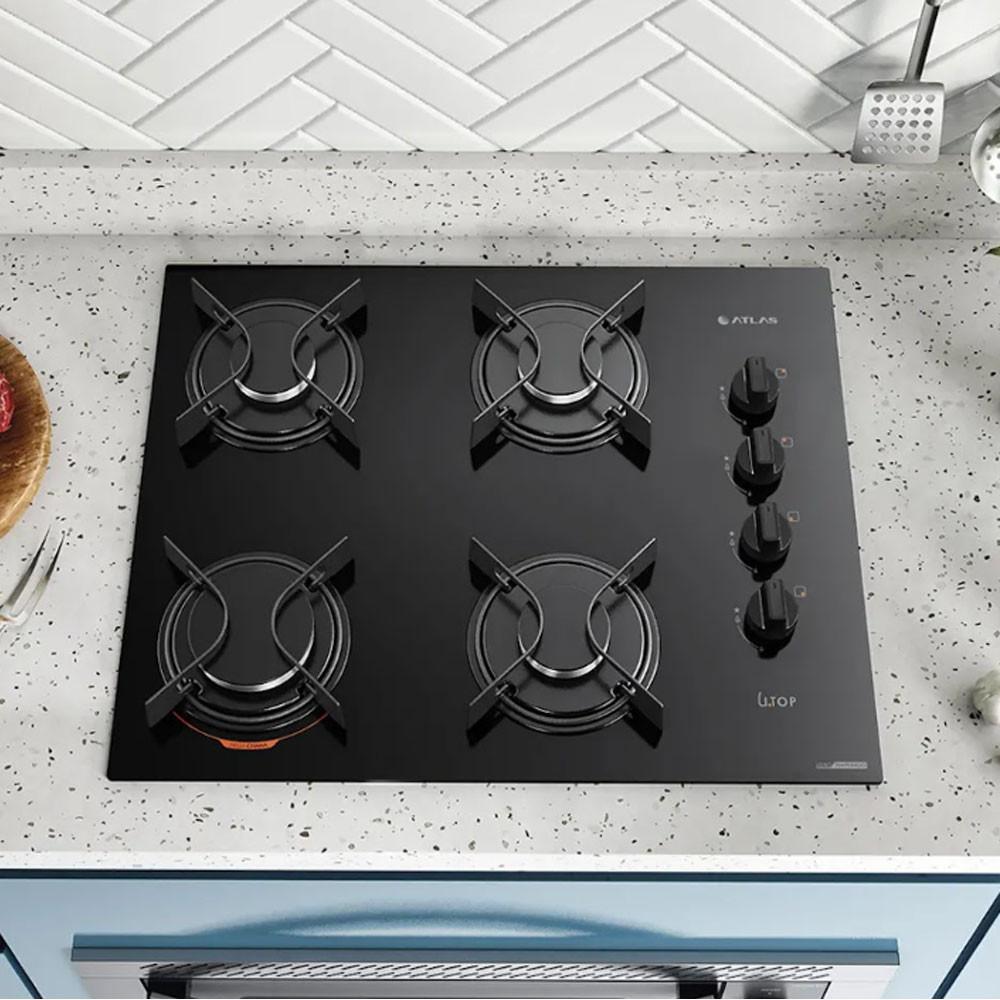 Cooktop U Top 4 Bocas com Mesa de Vidro Atlas - 5