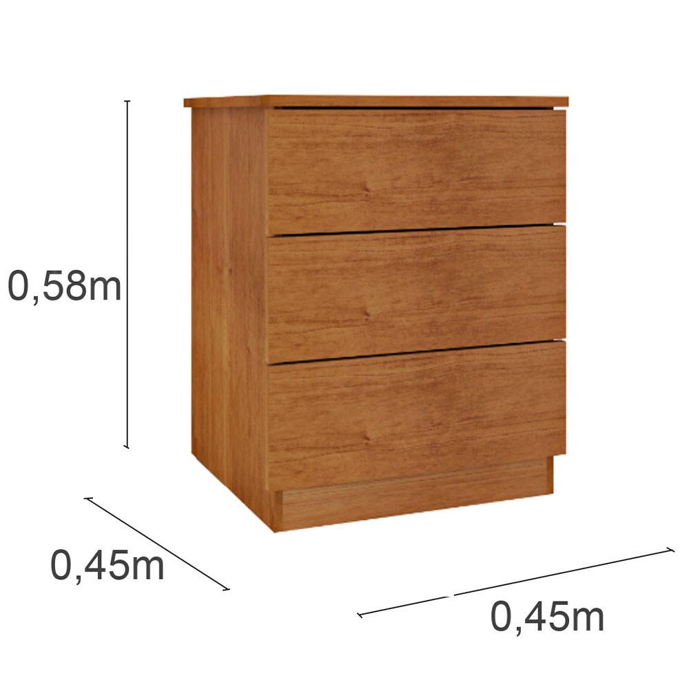 Mesa de Cabeceira Veronna 3 Gavetas MDF Tcil Móveis - 3