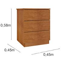 Mesa de Cabeceira Veronna 3 Gavetas MDF Tcil Móveis - 3