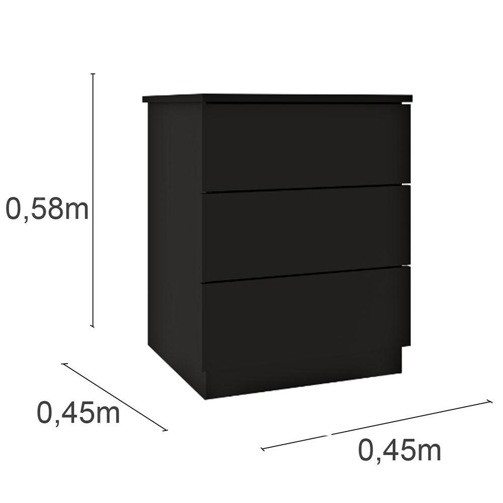 Mesa de Cabeceira Veronna 3 Gavetas MDF Tcil Móveis - 3