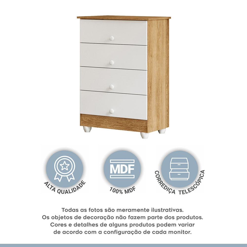 Comoda Lia Soft em MDF com 4 Gavetas Tigus Baby - 6