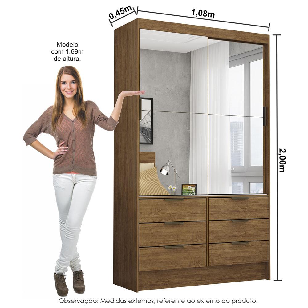 Guarda Roupa Sevilha 2 Portas de Correr Com Espelho Premium Carioca Móveis - 3